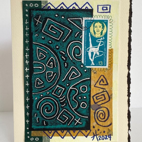 Collage Art Handmade Original Blank Greeting Card and Envelope Frame Ready - Picture 1 of 5